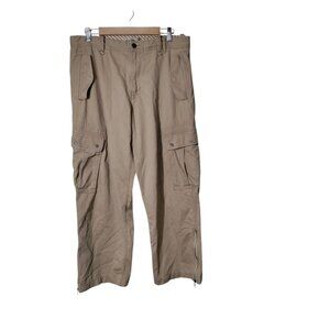 Vintage Y2K Old Navy Cargo Pants Mens 34x30 Tan Baggy Wide Leg Ankle Zip‎